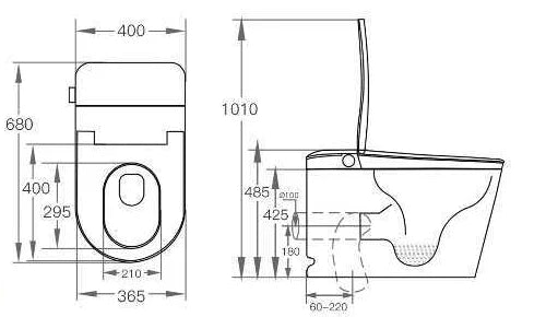 LF710 technical dimension drawing; 680 × 400 × 485 mm