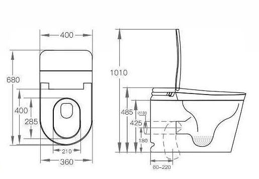 LF712 technical dimension drawing; 680 × 400 × 485 mm