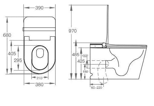 LF713 technical dimension drawing; 680 × 390 × 485 mm