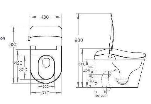 LF715 technical dimension drawing; 680 × 400 × 500 mm