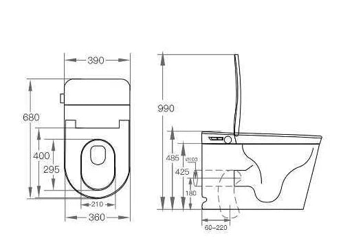 LF716 technical dimension drawing; 680 × 390 × 485 mm