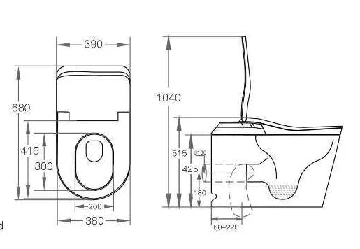 LF718 technical dimension drawing; 680 × 390 × 515 mm