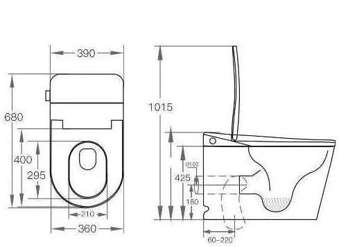 LF719 technical dimension drawing; 680 × 390 × 500 mm
