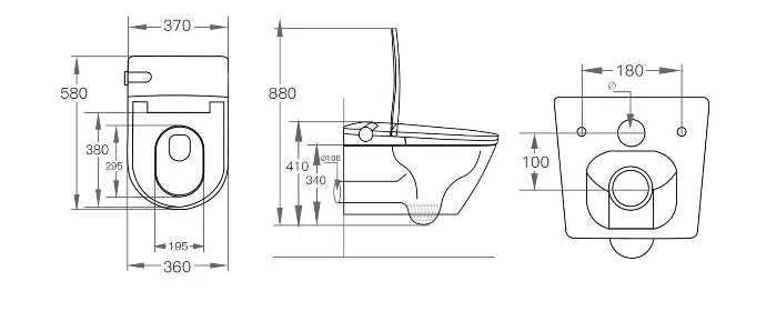 LF720J technical dimension drawing; 580 × 370 × 410 mm