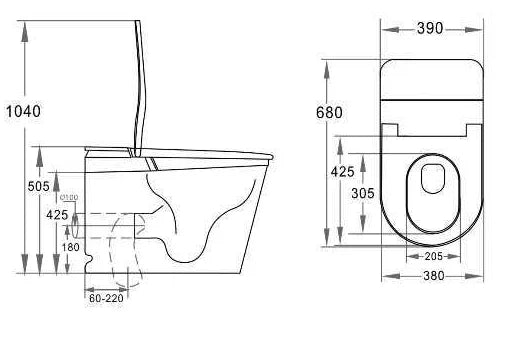 LF730 technical dimension drawing; 680 × 390 × 505 mm